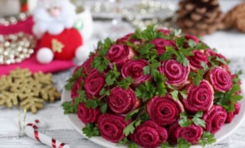 Праздничный салат «Букет роз»: