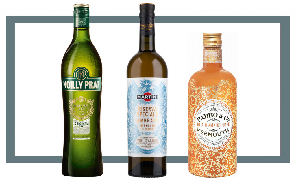 Слева направо: Noilly Prat Original Dry; Martini Riserva Speciale Ambrato; Padró & Co. Dorado Amargo Suave Vermouth