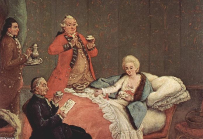 Екатерина II пьёт горячий шоколад в окружении своих вельмож